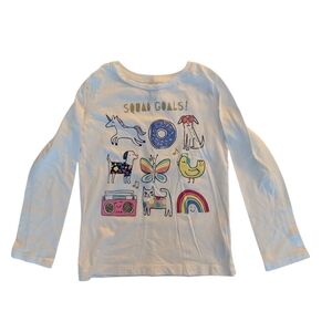 Carter's Girls Tee White Cotton Long Sleeve Graphic Tee Size 6X